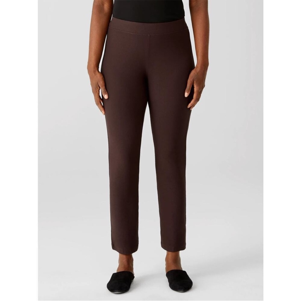 Eileen Fisher Slouch Pull-on Ankle Pants Brown Elastic Waist Tencel Large